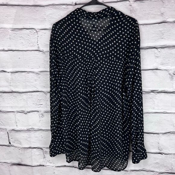 Cabi Black White Star Print Blouse Size XL - Picture 4 of 6